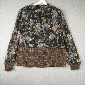 Anthropologie Fig And Flower Woman’s Medium Floral Long Sleeve Blouse Top Boho